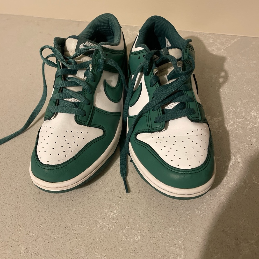 Nike Forest Green and White Athletic Shoes